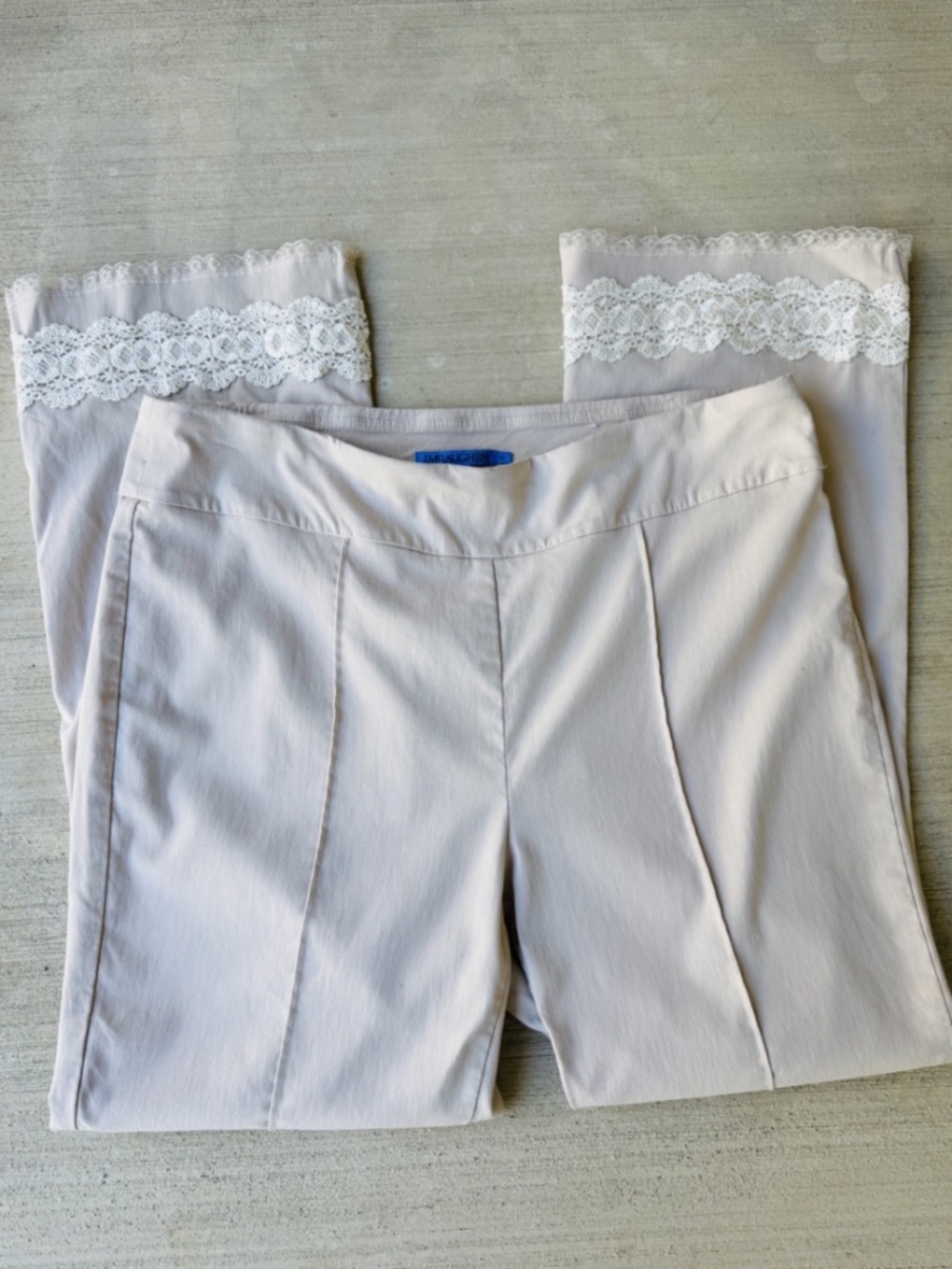 Size 14 J McLaughlin Lace Hem Pants Women's Pull On Stretch Dress Up Chic